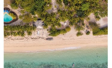 An aerial view of the beach in Diani.